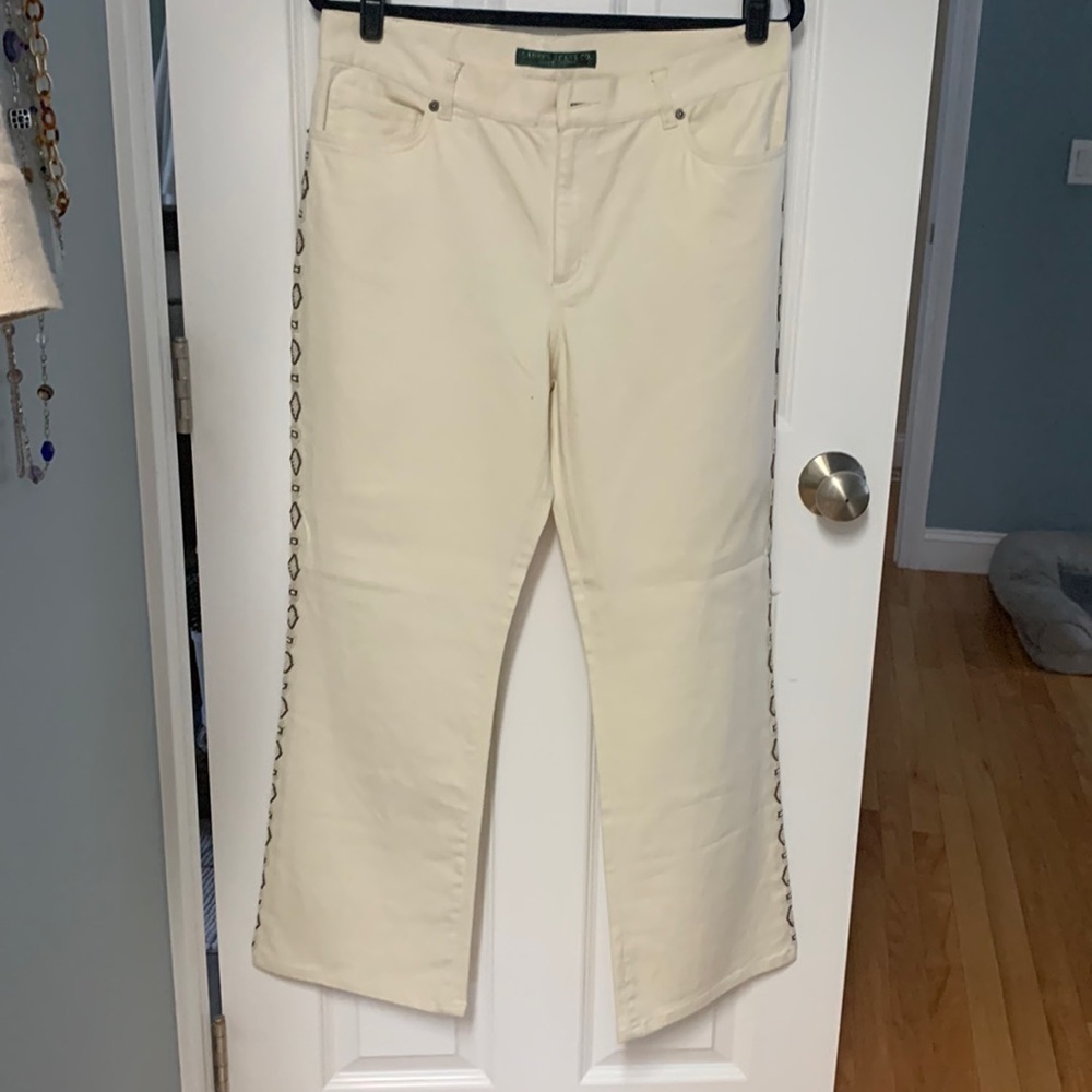 Ralph Lauren Hand beaded Native Design‎ Pinstripe Denim